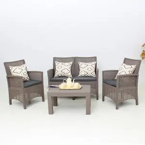 Hot Selling Plastic Outdoor Rieten Sofa Set Rotan Terrasmeubilair