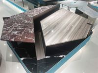 Derniers meubles de table design mélange de marbres naturels Table basse centrale de forme irrégulière Table basse à cadre métallique