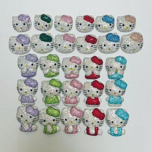 Lớn Bling kim cương sang trọng thiết kế đầy đủ cơ thể Blusher váy Kitty rác điện thoại trường hợp trang trí Charms Kawaii phẳng trở lại DIY Thủ công mỹ nghệ - Product Image 1