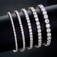 Bracelet tennis en moissanite VVS 2mm-6.5mm en argent pur 925, effet cristal de glace, brillant, vente en gros