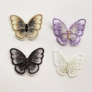 Patch papillon brodé en organza à deux couches Patch papillon brodé de styles différents