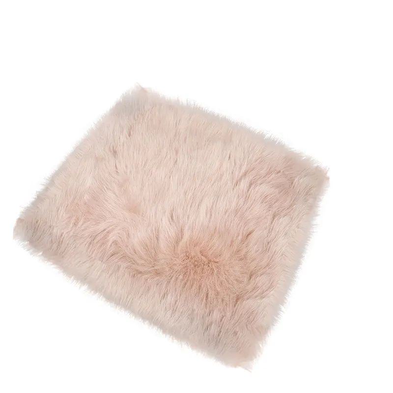 Artificial wool and sheepskin office chair cushion round orange long hair cushion square boss chair pink cushion