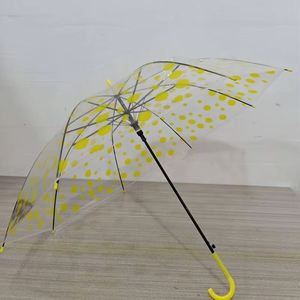 Parapluie transparent à pois en PVC POE personnalisé, parapluie droit coloré à long manche, parapluie personnalisé avec impression de logo - Product Image 2