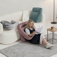 Canapé-lit ergonomique moderne en tissu tricoté, style dossier en U, une place, inclinable, rembourrage en fibre de polyester, gris, avec accoudoirs en tatami