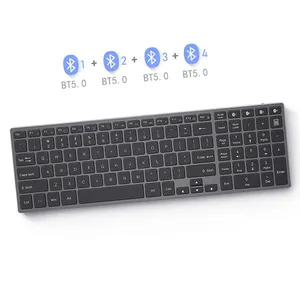 BT tastiera In Lega di Alluminio Multi Dispositivo Ricaricabile Senza Fili tastiera Senza Fili