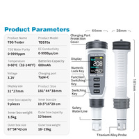 Stylo testeur numérique de la qualité de l'eau rechargeable 3-en-1 0-9999mg/L pour eau potable, purificateur, aquarium, hydroponie CE JUBWAY