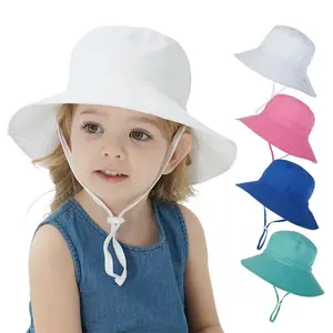 Green Horizon Baby Girl Sombrero para el sol con UPF 50 + Sombrero de playa ajustable para exteriores con sombreros de cubo de ala ancha