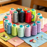 Fils à coudre en polyester 100% formés, couleurs de teinture de qualité supérieure, 20s, 2 brins, 3 brins
