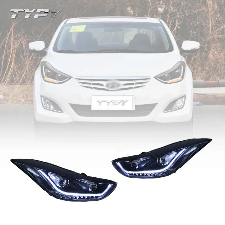 Lampu depan mobil lampu depan dimodifikasi HID xenon lampu depan lampu depan LAED DRL untuk Hyundai Elantra Avante 2012-2016