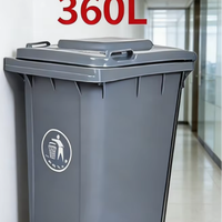 Poubelle extérieure en plastique à couvercle coulissant, robuste, 360L, écologique, grande capacité, pour parcs et écoles