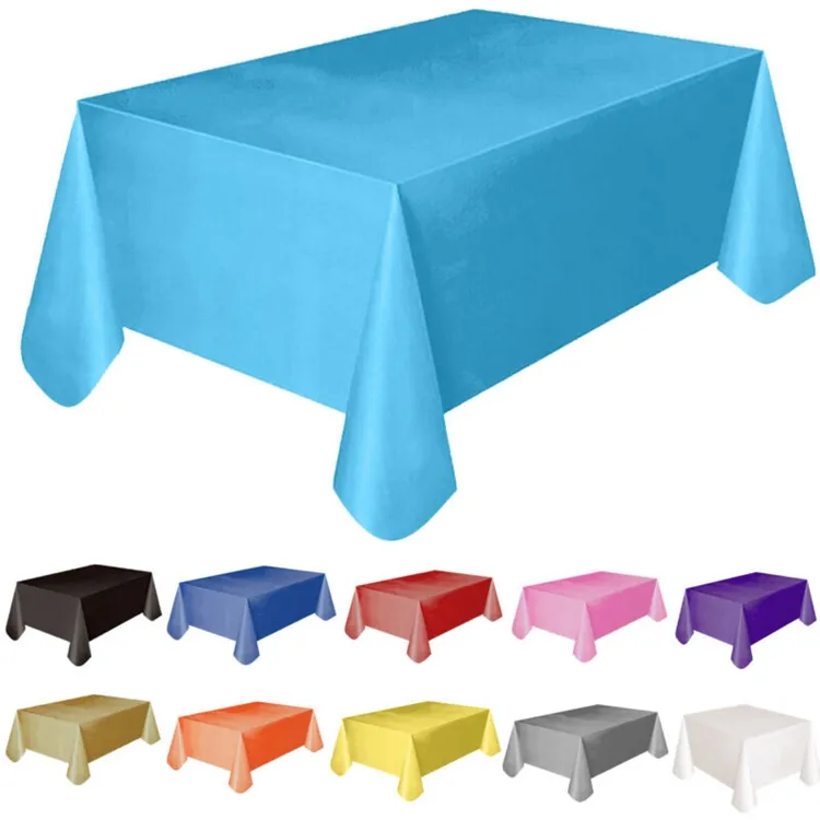 2020 New Solid Color Home Outdoor Wedding Hotel Party Banquet Tablecloth Rectangle Party Theme Plastic Table Cloth
