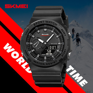 Skmei Sport Watch Men Digital Dual Display 3ATM Waterproof Tpu Strap World Time Outdoor Electronic Watch - Product Image 1