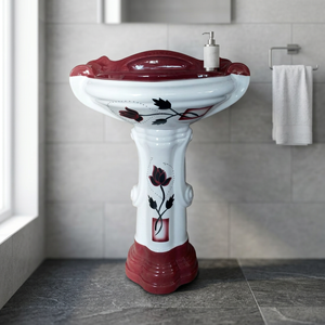 Lavabo de baño de pedestal independiente transparente de piedra de resina Artificial de diseño moderno de lujo - Product Image 6