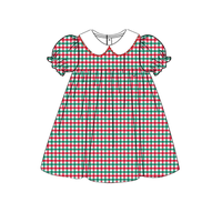 Robe de Noël pour filles Puresun, robe à carreaux rouge et vert, col festonné, manches bouffantes, robes de fête pour petites filles