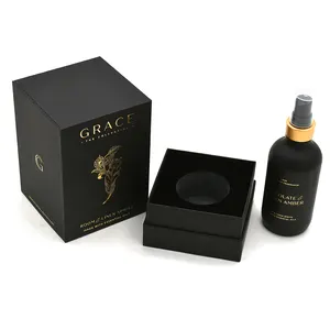 Custodia regalo di lusso 30Ml colore nero e oro carta dura personalizzata con bottiglia di profumo vuota 100Ml scatola Oem