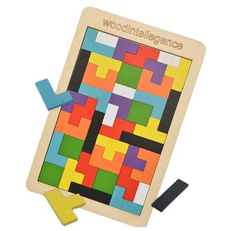Blocs en bois Puzzle Casse-tête Jouet Jeu Montessori Éducatif Enfant Cadeau 3D Blocs Russes