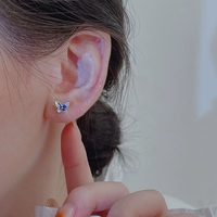Pendientes de Plata de Ley ED97-925 con Forma de Mariposa, Delicados y Elegantes, Joyería de Alta Gama