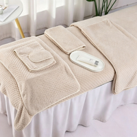 Lot de 5 pièces en gros pour salon de beauté : Ensemble complet de linge de lit et de serviettes jacquard en polaire corail pour massage et spa
