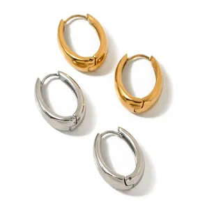 Modeschmuck 16 Karat vergoldete Edelstahl kuppel Huggie Ohrringe goldene minimalist ische Creolen