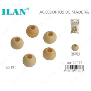 Perline in Legno Ilan 25 mm con Foro Grande per Lavori Artigianali - Product Image 1