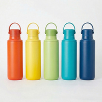 Nouvelle conception de bouteille d'eau isotherme en acier inoxydable de 600 ml avec poignée en silicone souple, sans BPA, thermos sous vide