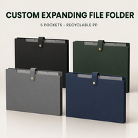 Porte-documents extensible A4 avec logo personnalisé, 5 poches, fermeture à pression supérieure, organiseur de documents, pochette en PP imperméable, pour le bureau