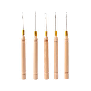 Micro Ring <strong>Loop</strong> Threader Hair Extension Tools Wooden Holder Thread Pulling Needle for Stick I Tip Hair - Product Image 5