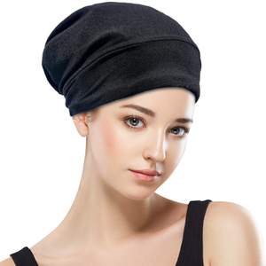 Bonnet de nuit en satin soyeux doublé, ajustable, qui reste en place toute la nuit, pour cheveux bouclés, style bonnet souple en soie - Product Image 1