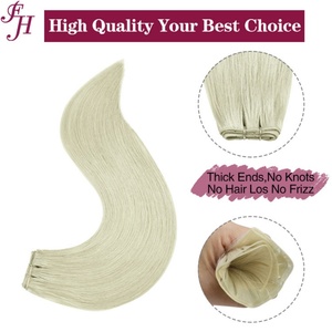 FH Wholesale Sliver Remy Russian XO  Hole Hair Weft Pu Human Hair Seamless Invisible Weft Hair Extension with Hole - Product Image 2