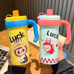 Luck Cartoon Stainless Steel Insulated Tumbler With Straw And Handle For Kids School Use - Product Image 1