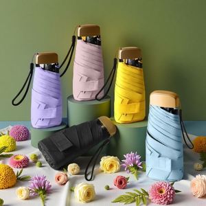 Parapluies de poche portables miniatures en gros, parapluie capsule semi-automatique compact personnalisé avec protection UV, parapluie de voyage pour femme avec étui à logo - Product Image 3