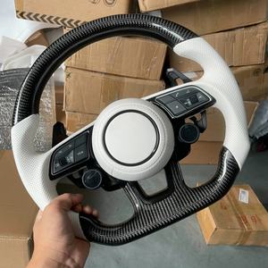 Avec bouton de démarrage <span class=keywords><strong>S</strong></span>-<span class=keywords><strong>Line</strong></span> Demi-volant en cuir de carbone pour <span class=keywords><strong>Audi</strong></span> Q8 SQ8 A3 A4 B9 A5 B8 A6 C7 A7 S3 S4 RS3 RS5 RS7 RS6 C8 - Product Image 6