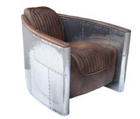 Mobilier industriel personnalisé Aviation Fauteuil Aluminium Vintage Marron Cuir Canapé Chaise Avion Tomcat Chaise pour bar Hôtel