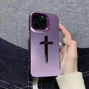 Coque de téléphone PC plaquée argent avec croix imprimée Faith, compatible avec iPhone <span class=keywords><strong>Xr</strong></span> Xs 11 12 13 14 15 16 Pro 17 Nouvelle Édition - Product Image 4