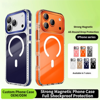 Coque de téléphone magnétique antichoc en gros, coque arrière transparente en acrylique pour iPhone 12 13 14 15 16 17 Pro Max, personnalisable en gros