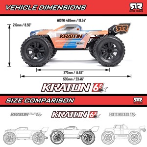 ARRMA 1/8 KRATON 6S BLX EXB EXtreme Bash Speed Truck 4WD ARTR 65+MPH Camioneta Monstruo RC de Alta Velocidad con Motor sin Escobillas ARA8708T1 - Product Image 6