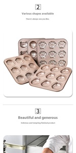 Plats de cuisson en acier <span class=keywords><strong>au</strong></span> carbone antiadhésifs de forme personnalisée moules de cuisson à 9 cavités pour gâteau plaque à biscuits four de cuisine plateau d'ustensiles de cuisson - Product Image 4