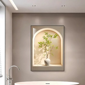 Cuadro Abstracto Decorativo para Pared, Rectangular, con Marco Negro, Lienzo al Óleo, Arte Decorativo para Baño, Resistente al Agua, Fondo para Inodoro - Product Image 4