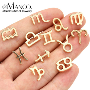 EManco - Dijes de Acero Inoxidable 316L con <span class=keywords><strong>Signos</strong></span> del Zodiaco y Números, Colgantes para Collares y Pulseras, Chapados en Oro de 14K, para Fiestas, Dropshipping - Product Image 5