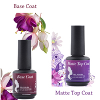Vernis à ongles en Gel de Base en caoutchouc naturel, marque de distributeur, 15ml, sans essuyage, haute brillance, Super mat