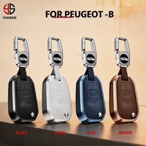 Funda de Llavero de Aleación de Aluminio y Cuero para Peugeot 208 3008 308 508 408 2008 307 4008 Citroën <span class=keywords><strong>C4</strong></span> C3 C6 <span class=keywords><strong>Cactus</strong></span> C8 - Product Image 1