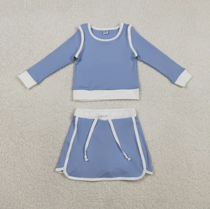 Nouvelle Arrivée Ensemble Coordonné Sœur 4 Couleurs Unies Décontracté Écologique Bébé Fille Haut Sans Manches Jupe Short Tenues de Yoga et Vêtements de Sport - Product Image 3
