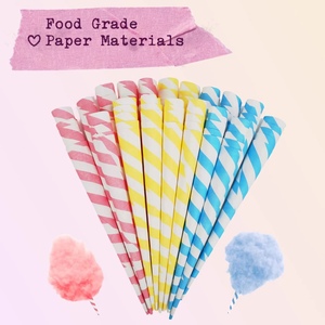 <span class=keywords><strong>Palo</strong></span> de papel de grado alimenticio impreso personalizado conos de algodón de azúcar <span class=keywords><strong>rosa</strong></span> amarillo azul verde rayas giratorias conos de hilo de caramelo de papel - Product Image 3