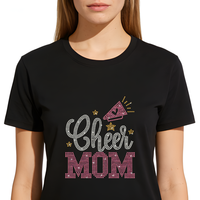 Transfert de strass personnalisé « Cheer Mom », motif thermocollant pour T-shirts