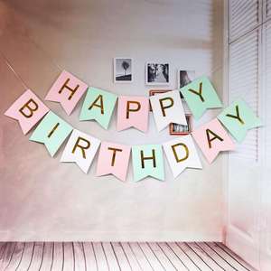 Guirnalda de Cumpleaños con Letras de Feliz Cumpleaños en Tonos Pastel, Decoración para Fiestas de Cumpleaños de Niñas y Niños - Product Image 4