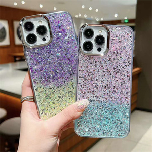 Mode deux couleurs dégradé paillettes Flash poudre époxy colle femmes <span class=keywords><strong>coque</strong></span> de téléphone pour <span class=keywords><strong>iPhone</strong></span> 16 15 14 13 12 <span class=keywords><strong>11</strong></span> <span class=keywords><strong>Pro</strong></span> Max couverture - Product Image 6