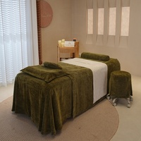 Ensemble de 4 draps de table de massage blancs et verts, ensemble de housses de table de massage de luxe