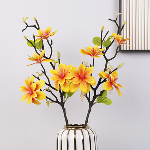 Simulated Magnolia Flower <b>Artificial</b> Flower High Simulation Plastic Long <b>Stem</b> Home Decoration Living Room Ornament - Product Image 1