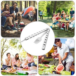 Cuchara Plegable para Entrenamiento, Tenedor de Mariposa, Juego de Práctica de Seguridad, Vajilla de Camping, Accesorios para Exteriores, 1 Unidad - Product Image 6