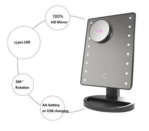 Espejo Cosmético con Sensor Táctil LED, Interruptor Regulable, Ajuste de Brillo, Espejo Plegable - Product Image 4